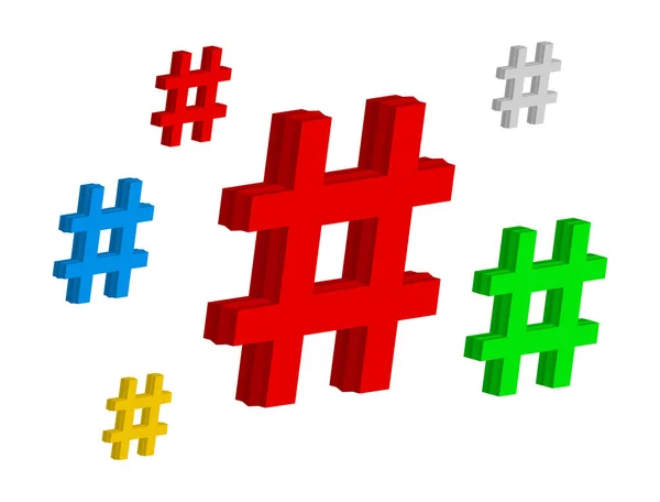 Ustaw kolor hashtag wirusowe web network media tag — Wektor stockowy