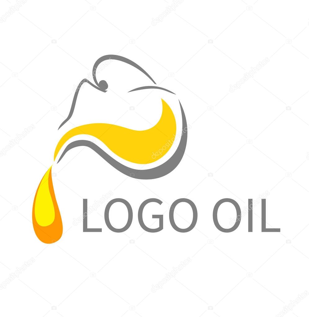 The logo for the company engaged olives oil. Symbol bottle with olives or sunflower oil on white background. Logo vector - oil. Flat style.