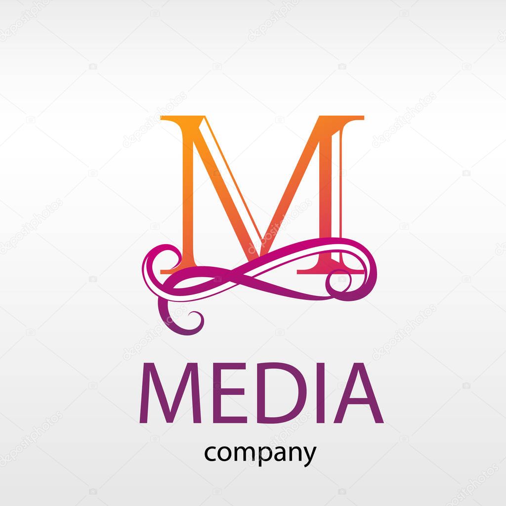 Design modern logotype for Business. Vector logo letter M monogram on white background. For a media company or a travel Agency.
