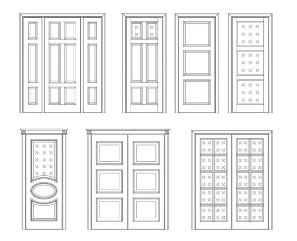 Zestaw drzwi Rysunek techniczny — Wektor stockowy