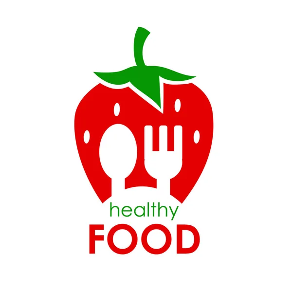 Logo comida saludable. Ilustración vectorial de fresas . — Vector de stock