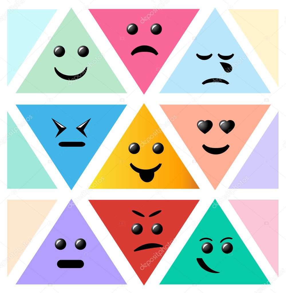 Set Smiley icon. Creative cartoon style smiles with different em