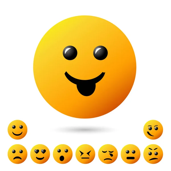 คอลเลกชันสไตล์การ์ตูนสร้างสรรค์ยิ้มด้วยอารมณ์ที่แตกต่างกัน — ภาพเวกเตอร์สต็อก