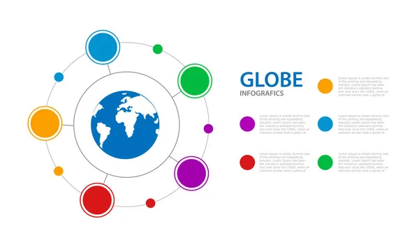Инфографический бизнес с глобусом в центре круга . — стоковый вектор