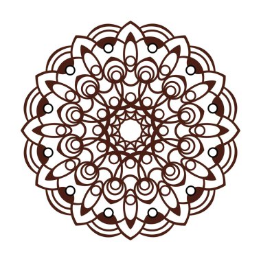 Lazer kesme mandala. Oriental Brown çiçek desenli.