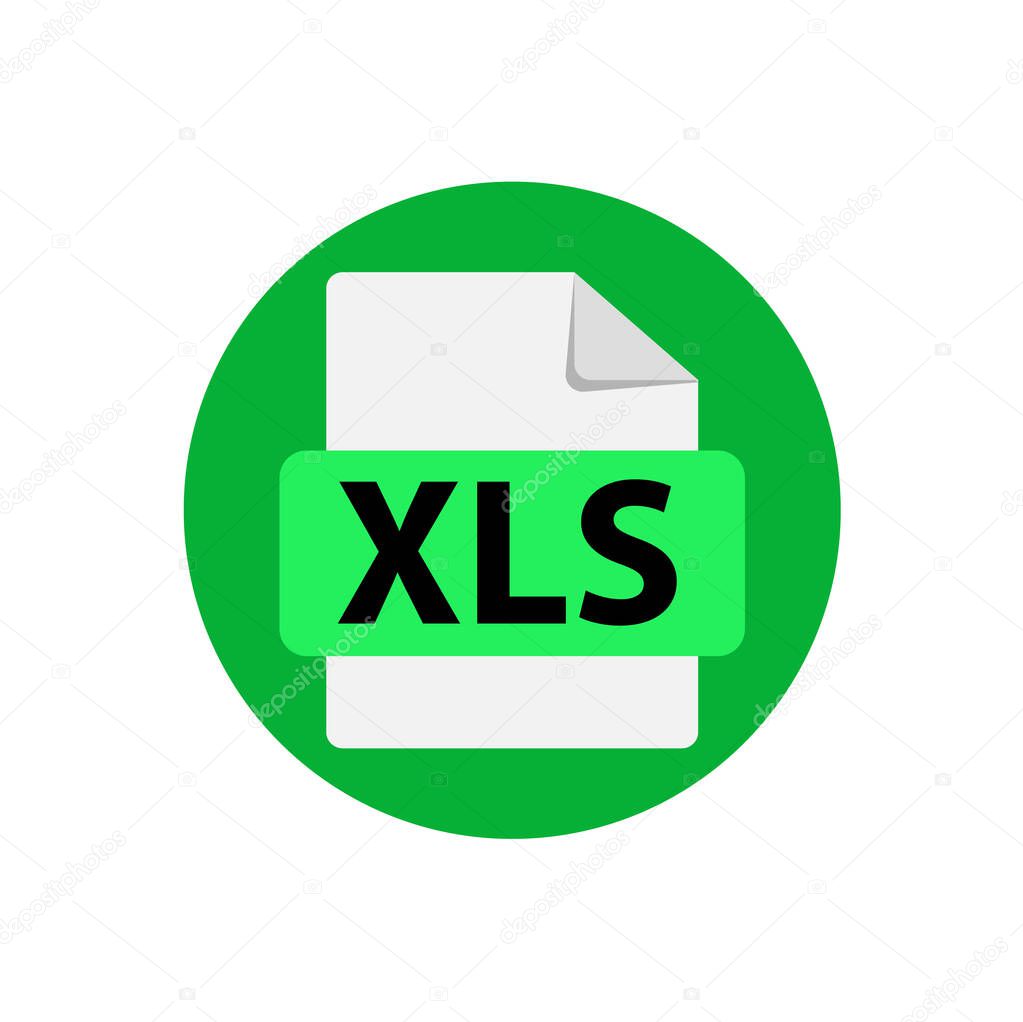 Vector green icon XLS. File format extensions icon. 