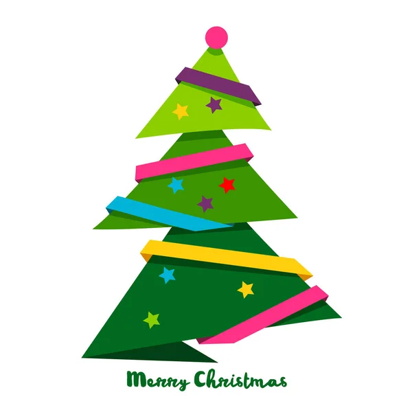 Vector christmas tree style paper art. Bright Design elements for holiday cards. — Stock Vector