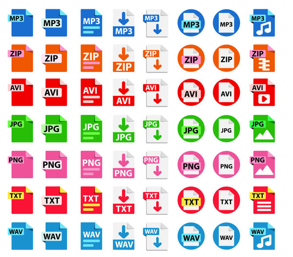 Big Collection of vector icons. File format extensions icons.