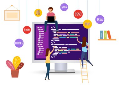 Takım bir oyun, uygulama veya web sitesi için kod programlama yazar