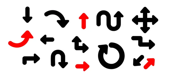 プレゼンテーションのための大きなセット矢印。ベクトル黒と赤 — ストックベクタ