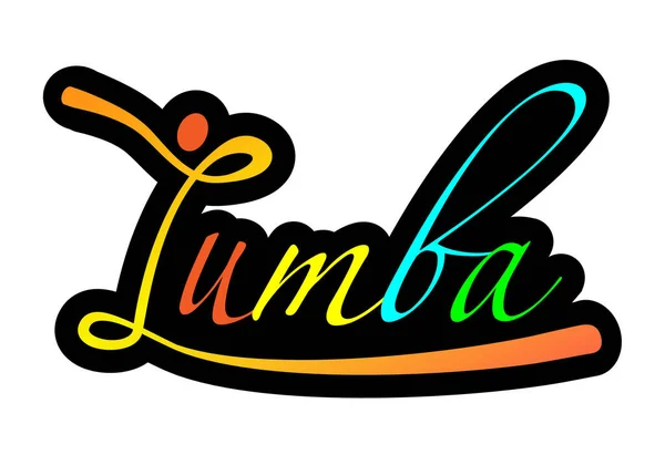 Zumba 'ya mesaj at, kart siyah arkaplanda. Dans stüdyosu için logo — Stok Vektör