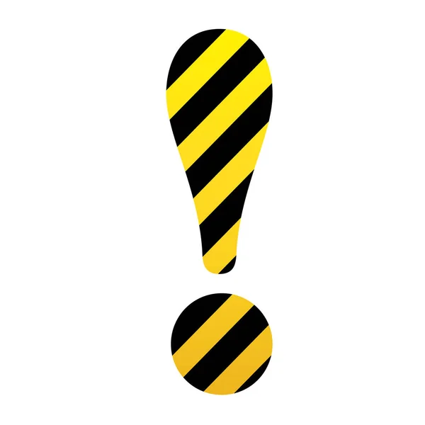 Point d'exclamation lumineux en rayures jaunes et noires . — Image vectorielle