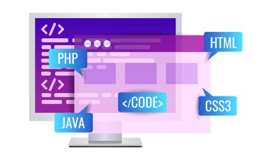 Web sitesi geliştirme, program kodu. Program kodlu simge kişisel bilgisayarı 