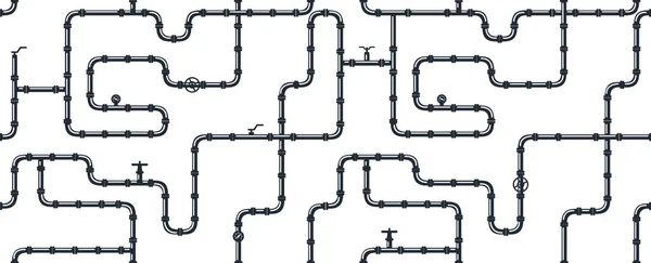 Industrielle nahtlose Muster. Rohrleitungen für Wasser, Gas, Öl. — Stockvektor