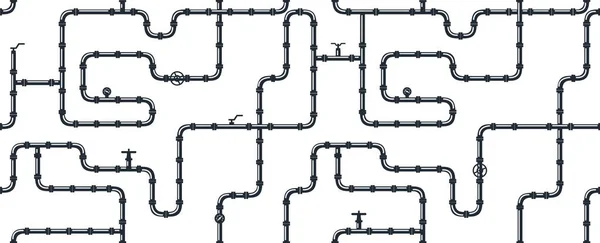 Industrieel naadloos patroon. leidingen voor water, gas, olie. — Stockvector