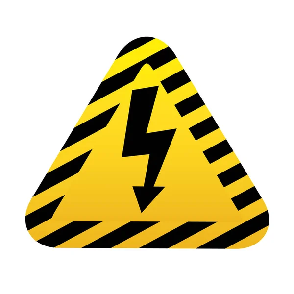 Señal de alto voltaje. Flecha negra en triángulo amarillo — Vector de stock