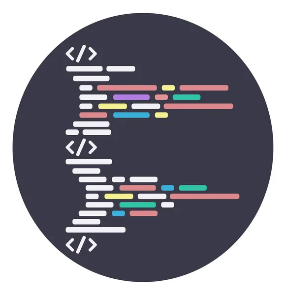 Rundes Symbol des Programmcodes. Struktur von HTML-Code, Skript — Stockvektor