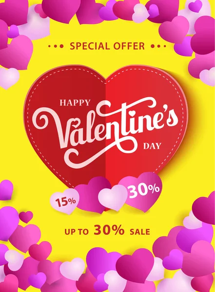 Design flyer Happy Valentine s Day. 50 off sale. — Stock Vector