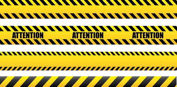 Attention sans faille, danger. Ligne de police jaune ruban de prudence . — Image vectorielle