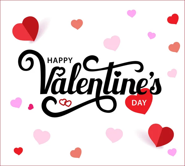 Happy Valentines Day typografische belettering geïsoleerd op wit — Stockvector