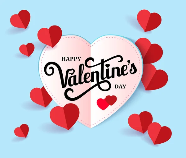 Design banner met belettering Happy Valentine 's Day. — Stockvector