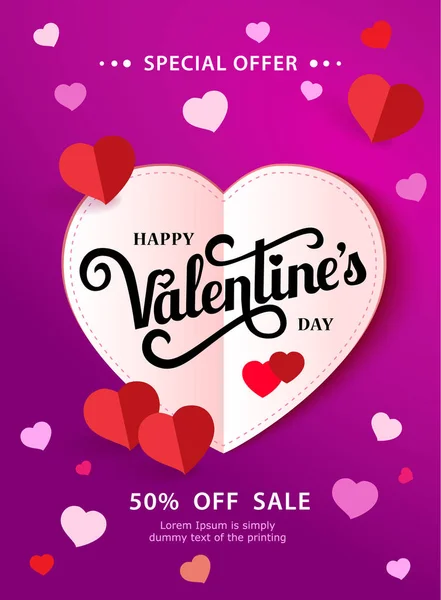 Design flyer Happy Valentine s Day. 50 off sale. — Stock Vector