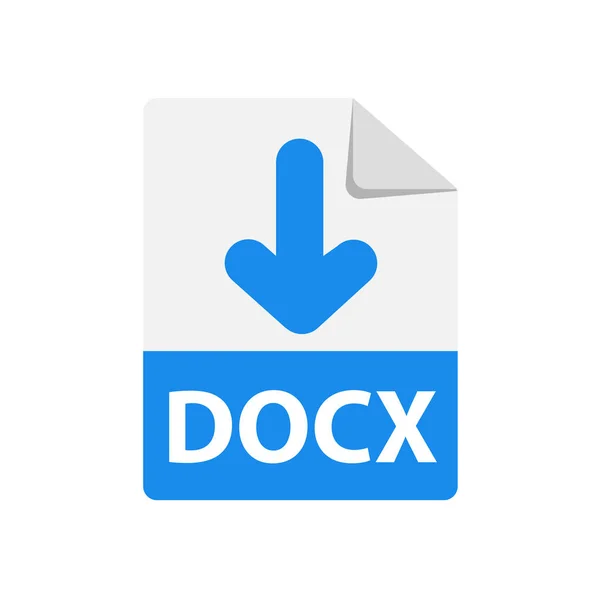 Wektor niebieski ikona docx. Rozszerzenie formatu pliku — Wektor stockowy