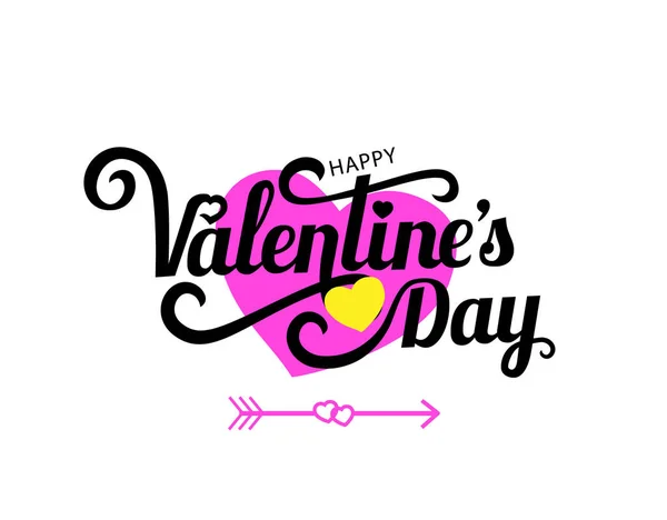 Fijne Valentijnsdag. Feesttekst voor ansichtkaart of badge — Stockvector
