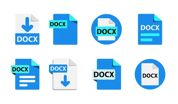 Symbole für Dateiformaterweiterungen. Sammlung von Vektorsymbolen. — Stockvektor