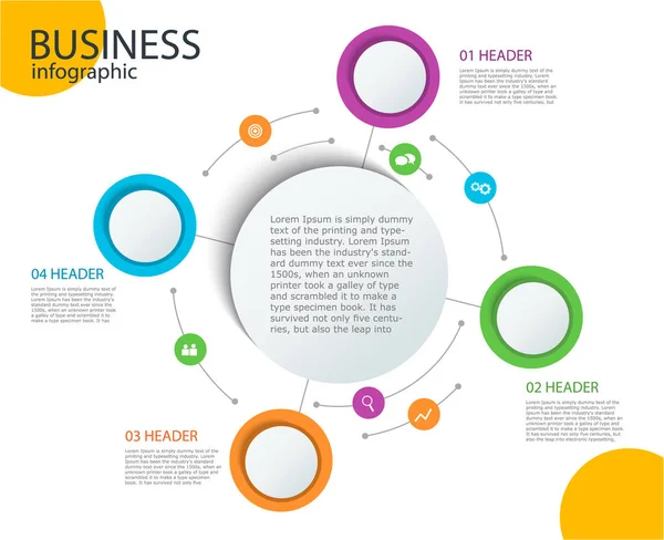 Infographie abstraite ronde en 5 étapes. Diagramme de cercle de couleur — Image vectorielle