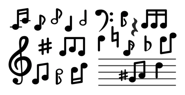 Notas musicales aisladas sobre fondo blanco. Signo vectorial — Vector de stock