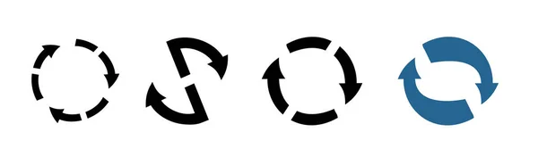 Establecer las flechas del círculo y las indicaciones señales. Vector círculo de color — Vector de stock