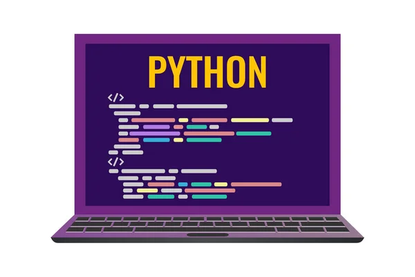 Laptop mit einem Code Computersprache Python. — Stockvektor