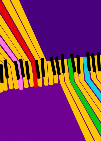 Fondo abstracto de música. teclas de piano arco iris sobre fondo ultravioleta . — Vector de stock