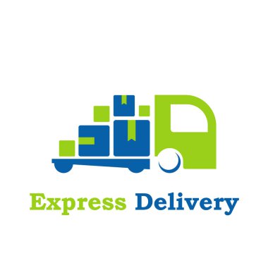 Kargo kamyonu düz vektör simgesi beyaz üzerine izole edildi.