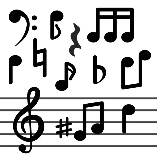 Μουσικές νότες απομονωμένες σε λευκό φόντο. Σημάδια της μουσικής — Διανυσματικό Αρχείο