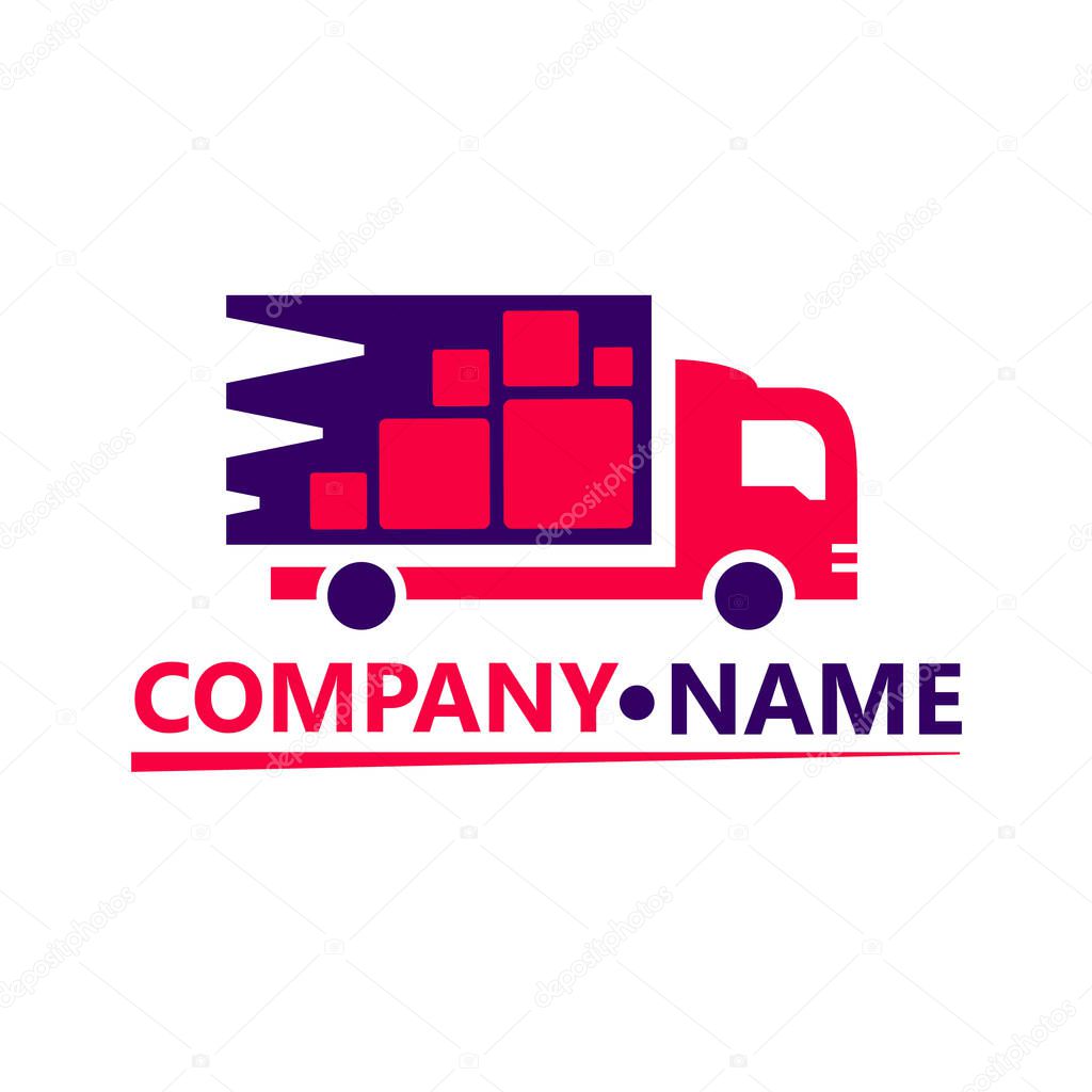 Delivery truck flat vector icon isolated on white.