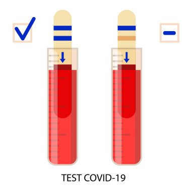 Kandaki koronavirüsü tespit eden test şeritleri. Laboratuvar kan testi.