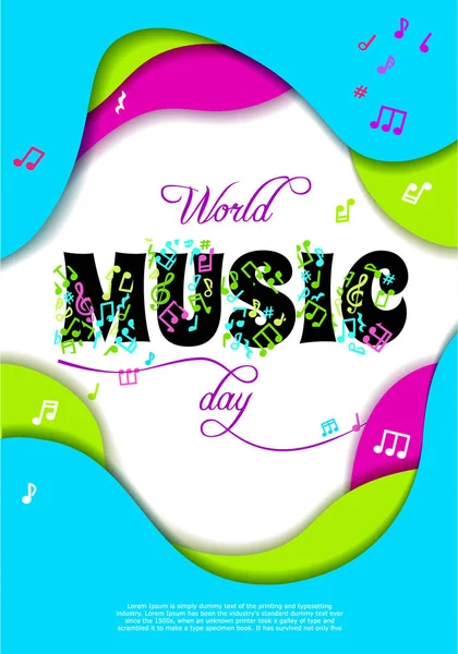 Journée mondiale de la musique, concept vectoriel. Carte de voeux . — Image vectorielle