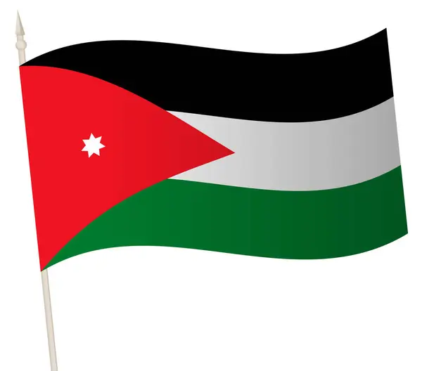 Vektor schwenkt Flagge an einem Fahnenmast. Die Nationalflagge Jordaniens. — Stockvektor