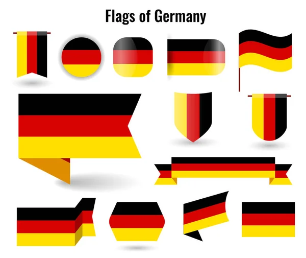 Een groot aantal pictogrammen en tekens met de vlag van de Duitser. — Stockvector