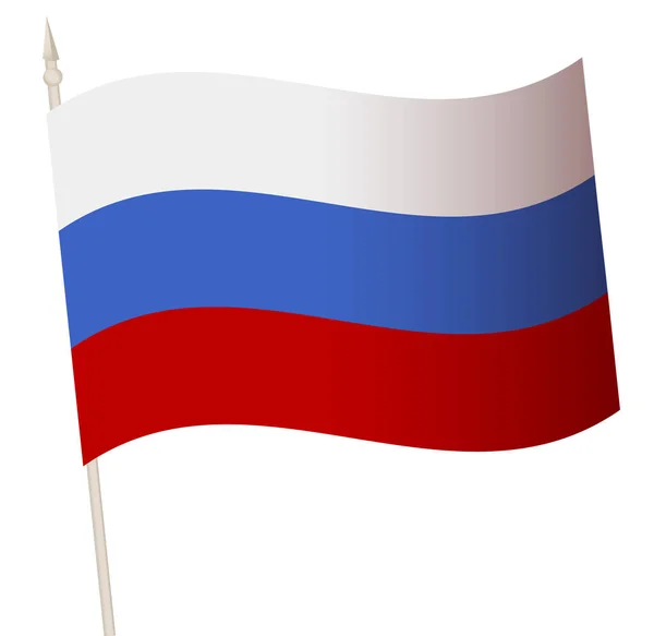 Vector zwaaiende vlag op een vlaggenmast. De nationale vlag van Rusland. — Stockvector