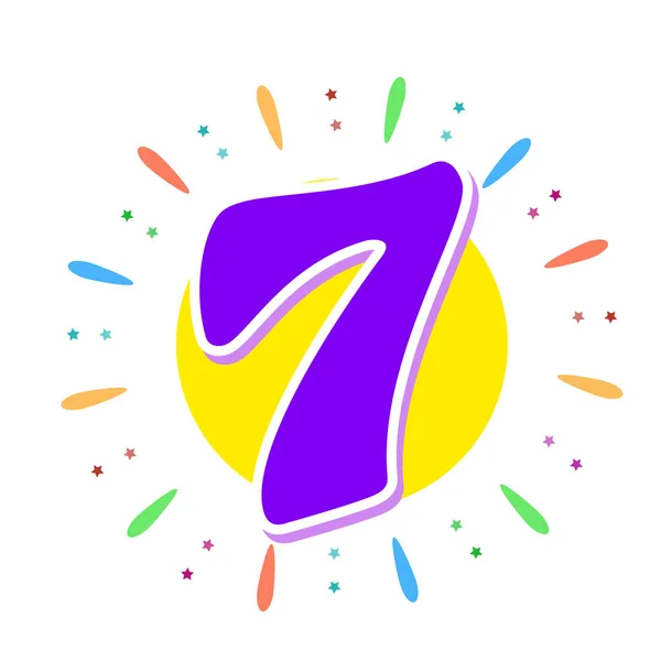 பட்டாசுகளின் நடுவில் பச்சை 7. எங்களுக்கு ஏழு ஆண்டுகள். அல்லது உங்களுக்கு பிறந்தநாள் வாழ்த்துக்கள் . — ஸ்டாக் வெக்டார்