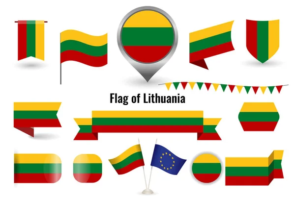 Прапор Литви. Великий набір ікон і символів.. — стоковий вектор