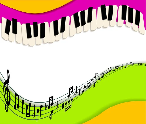 Resumo Fundo musical. teclas de papel arco-íris e piano — Vetor de Stock
