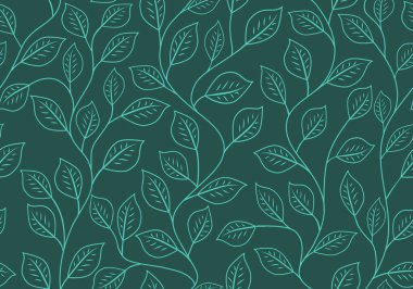 Kusursuz doğrusal desen. Yaprakların vektör çiçek süsü