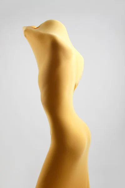 Perfect Sexy Female Body Yellow Fabric — Stock Photo, Image