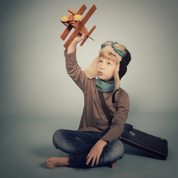 Malý chlapec letec — Stock fotografie