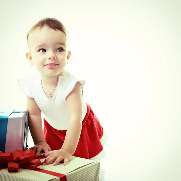 Attractive girl with presents — Stock Photo, Image