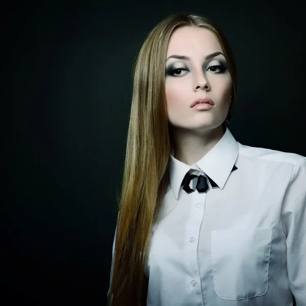 Beautiful woman in white shirt — Stock Photo, Image